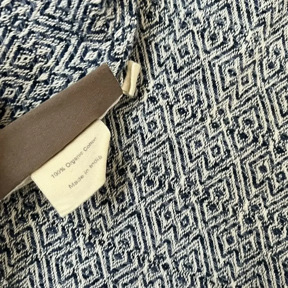 Coyuchi Blue Geometric King Duvet Cover Organic Cotton